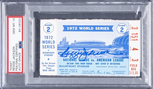 1972 World Series Game 2 Ticket Stub Signed by Reggie Jackson – PSA/DNA GEM MT 10 Signature!